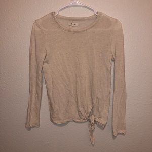 Madewell Tie Front Long Sleeve Top - XS